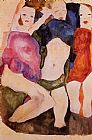 Three Girls by Egon Schiele